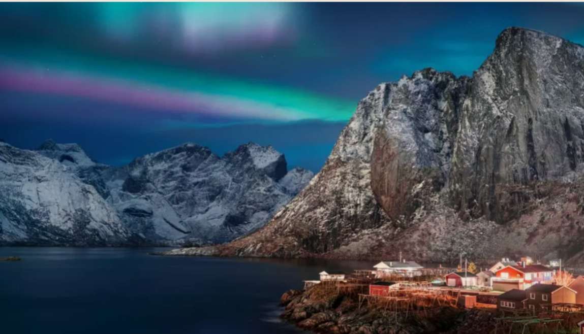 Aurora borreală Lofoten puzzle online fotóról