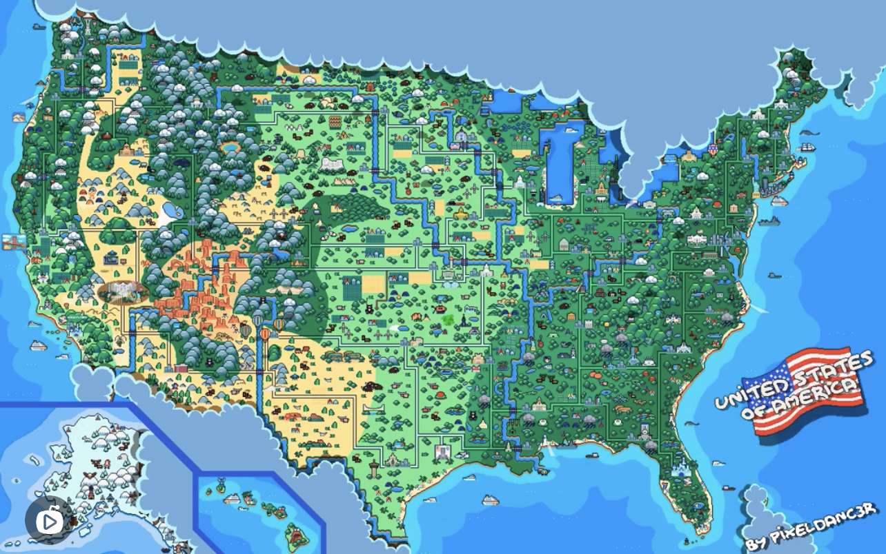 Карта США Пиксель Арт пазл онлайн из фото