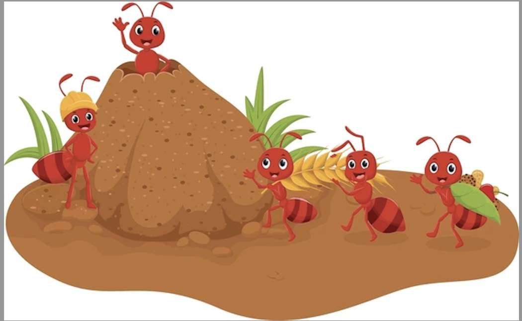 Ants and their hill puzzle online from photo