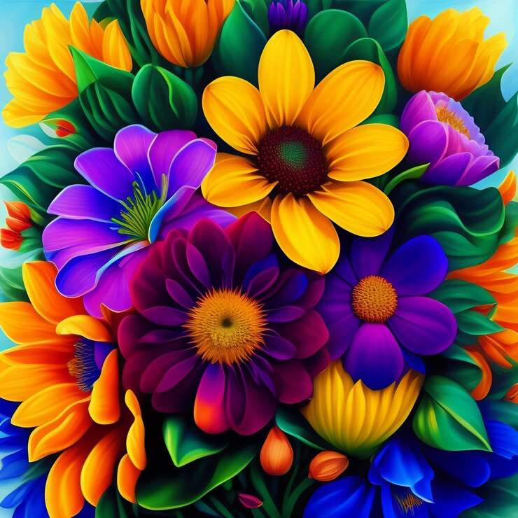 very pretty colorful flowers puzzle online from photo