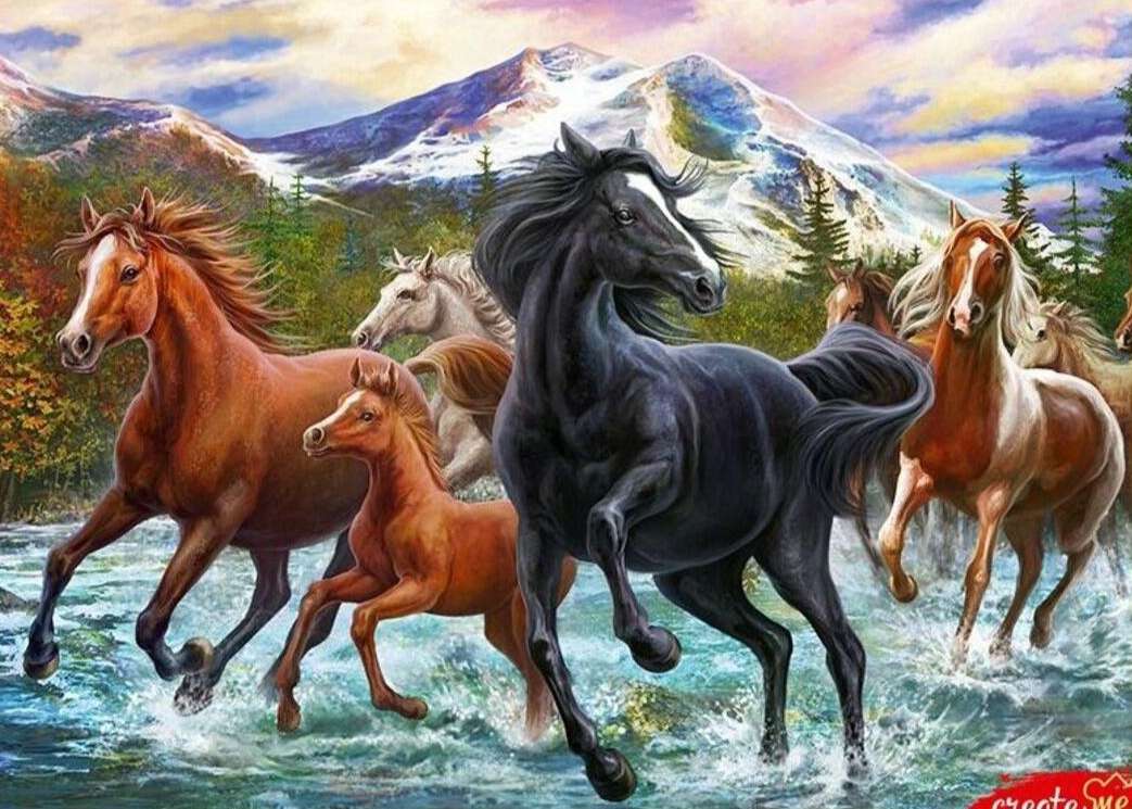 Herd of horses puzzle online from photo