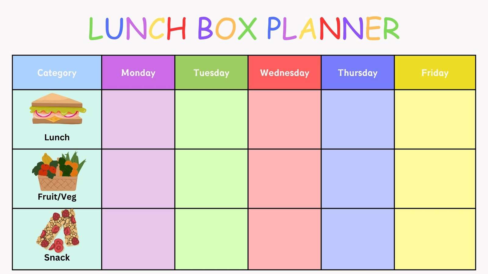 Lunch box planner online puzzle