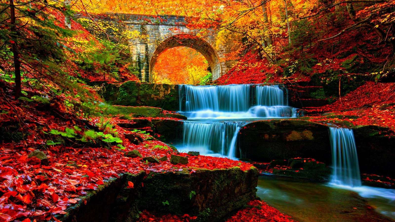 Red Leaf Bridge puzzle online from photo