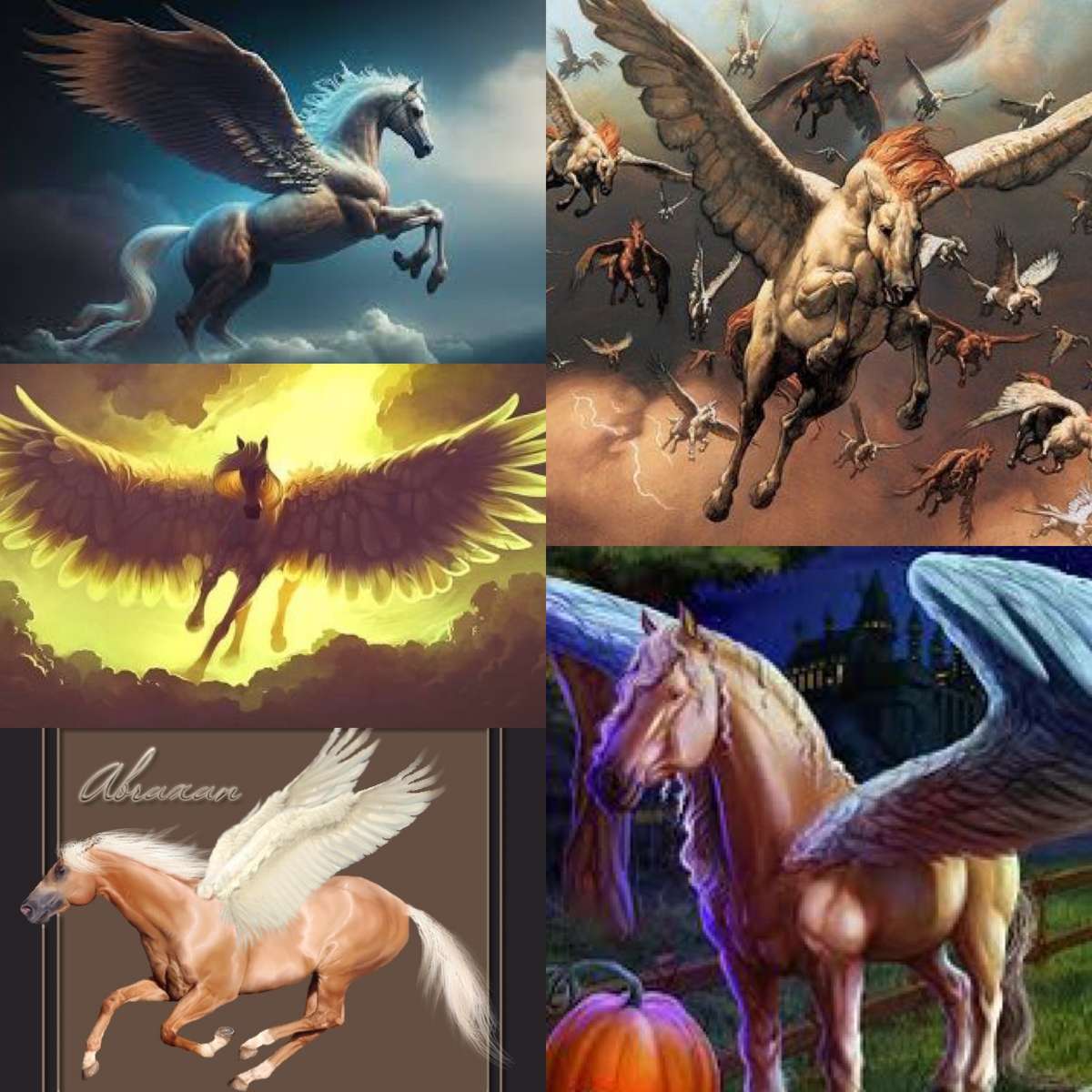 Collage de caballos Abraxan puzzle online a partir de foto
