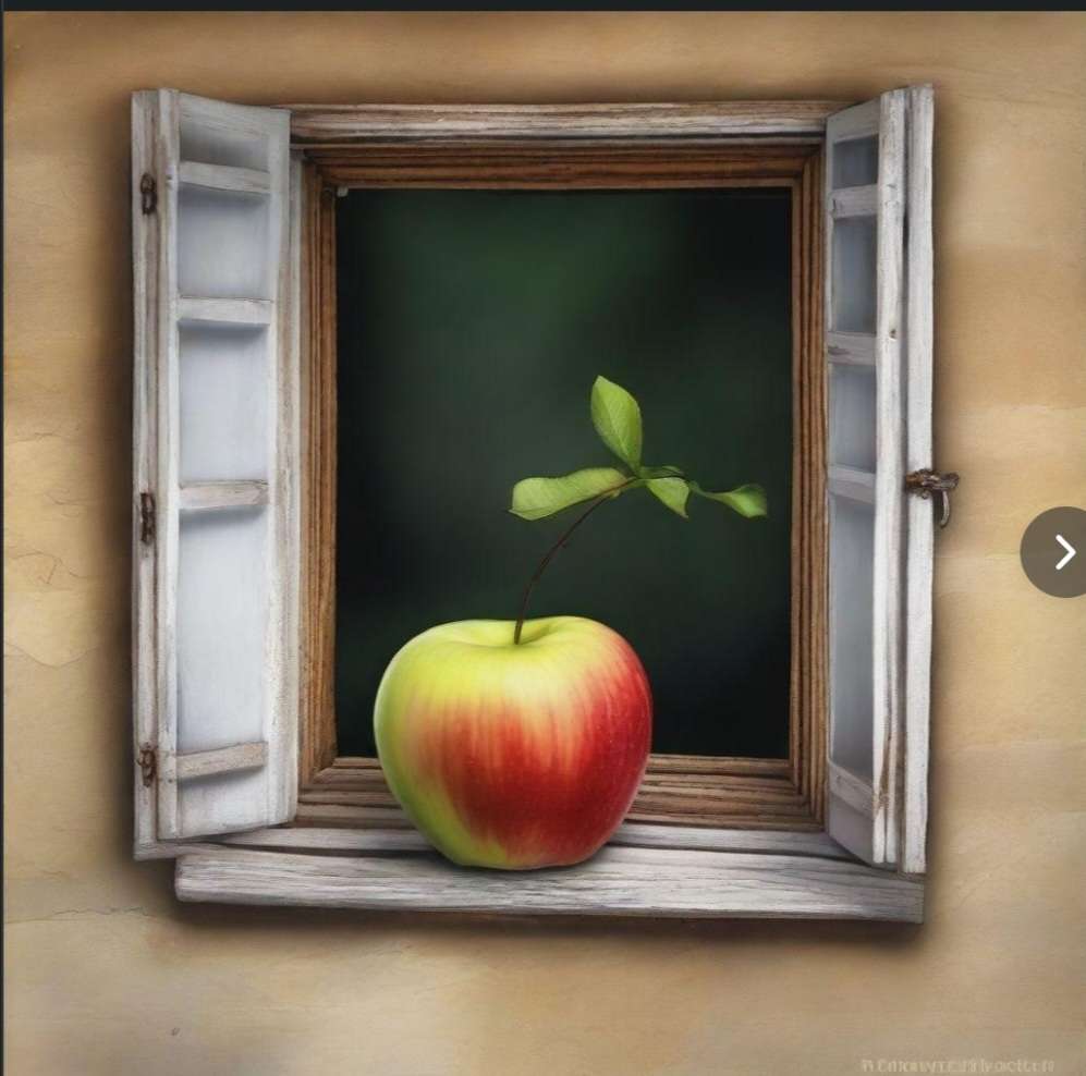 Apfel im Fenster Online-Puzzle vom Foto