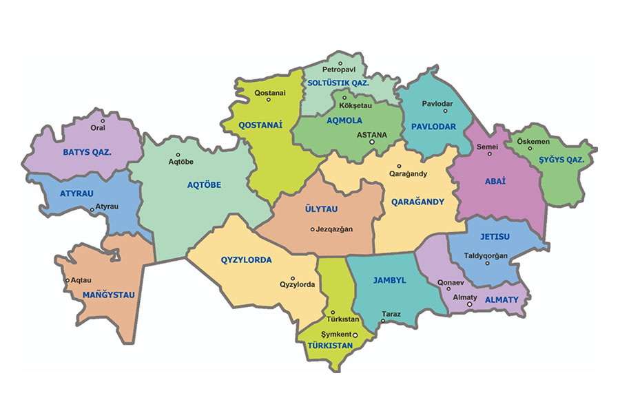Karte von Kasachstan Online-Puzzle