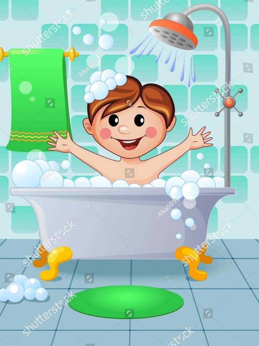 Taking a bath puzzle online from photo