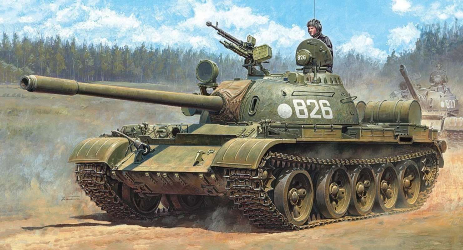 Soviet tank T-55 puzzle online from photo