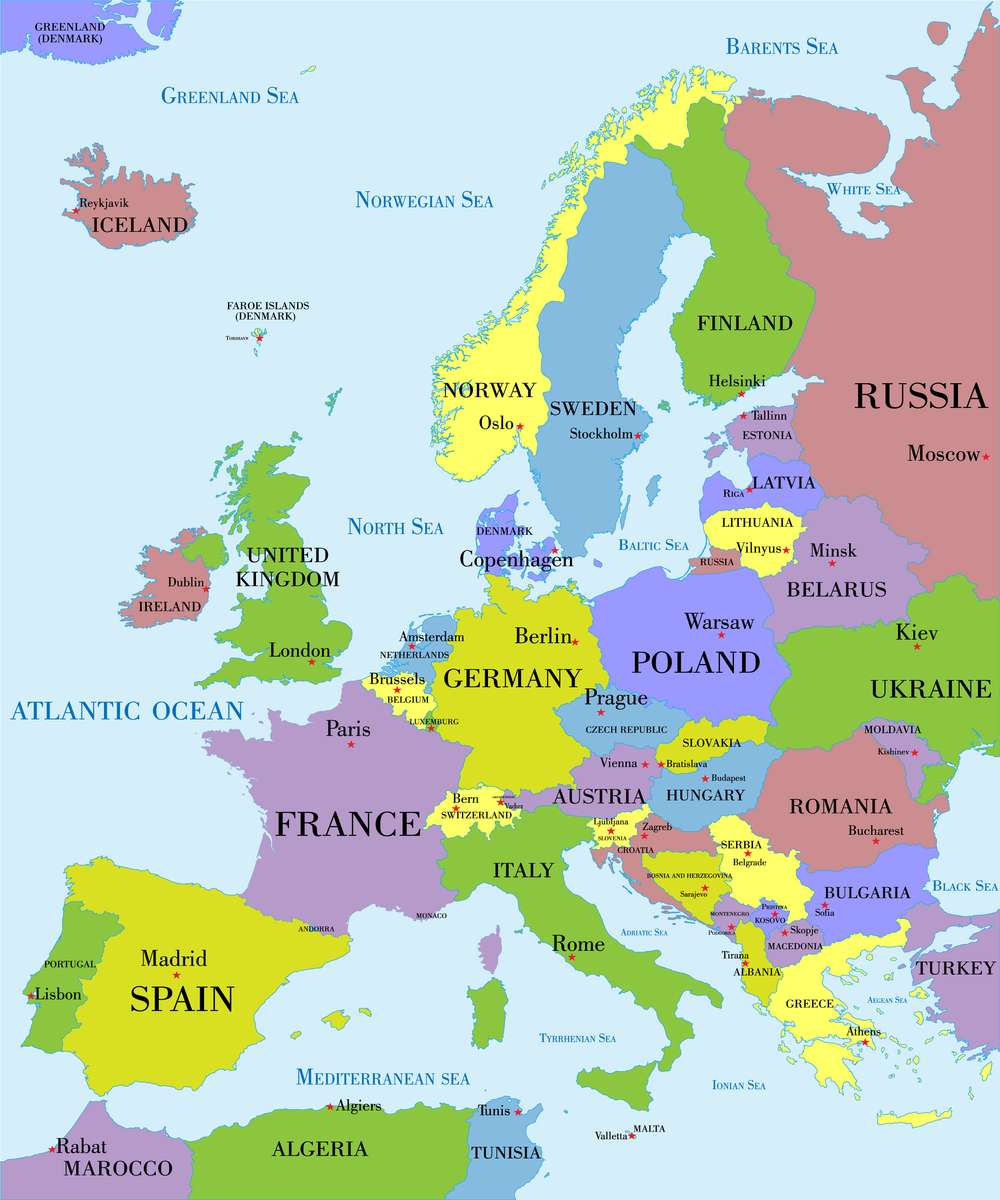 karta över europa Pussel online