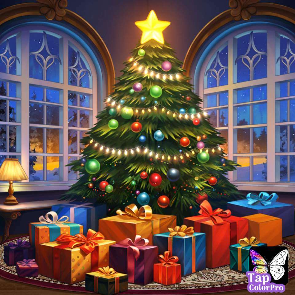Christmas tree with presents online puzzle