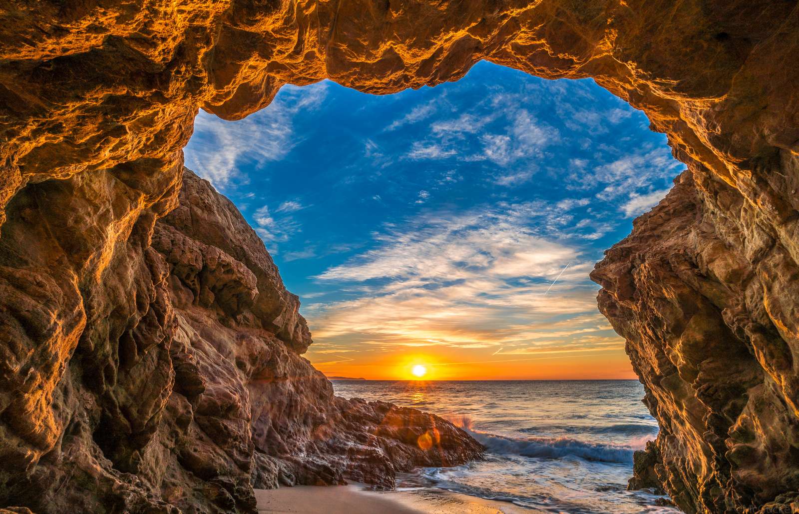 Höhlenartiger Sonnenuntergang Online-Puzzle