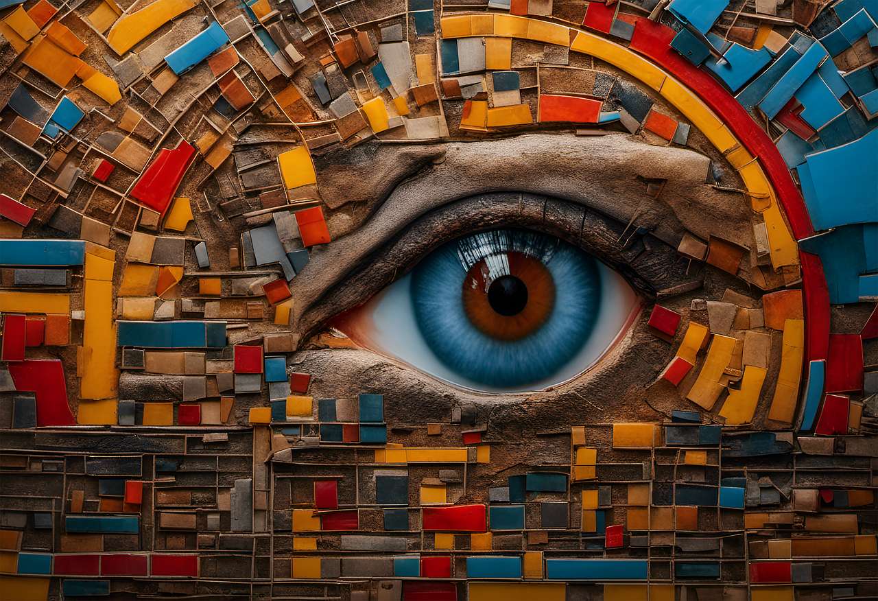 Mosaico con occhio puzzle online da foto