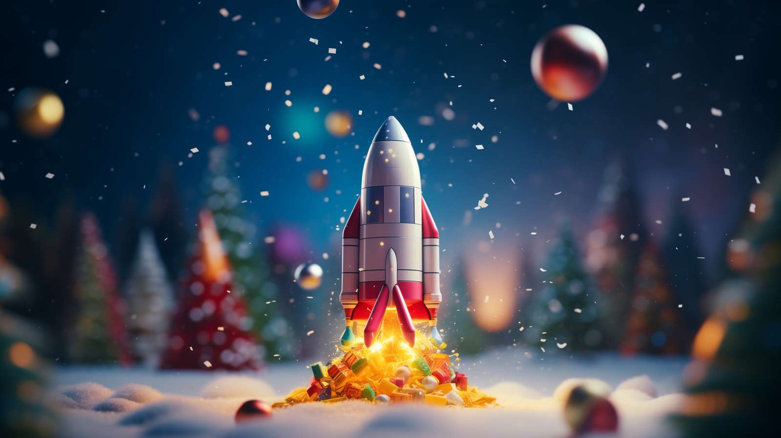 Ракетное Рождество пазл онлайн из фото