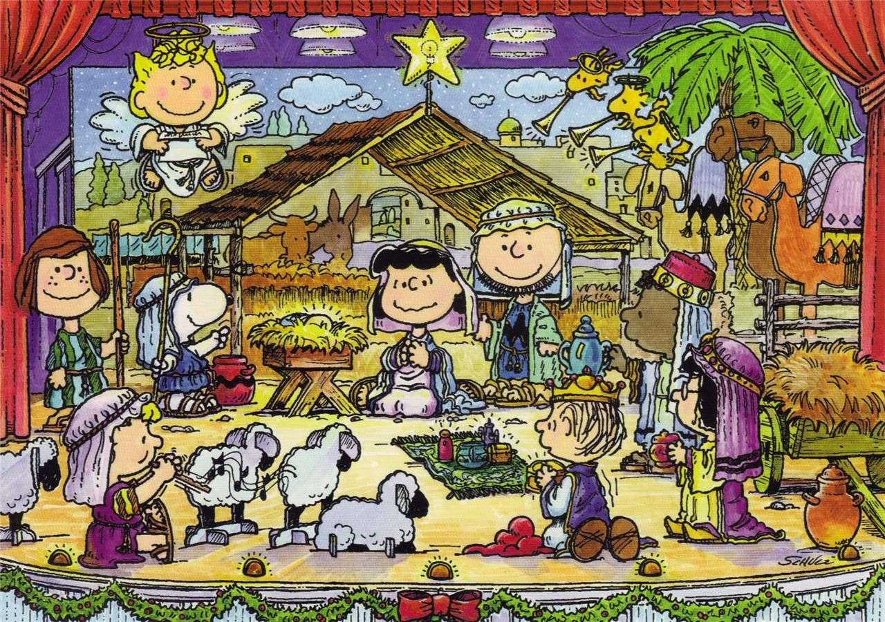 Peanuts Manger Vánoční scéna online puzzle