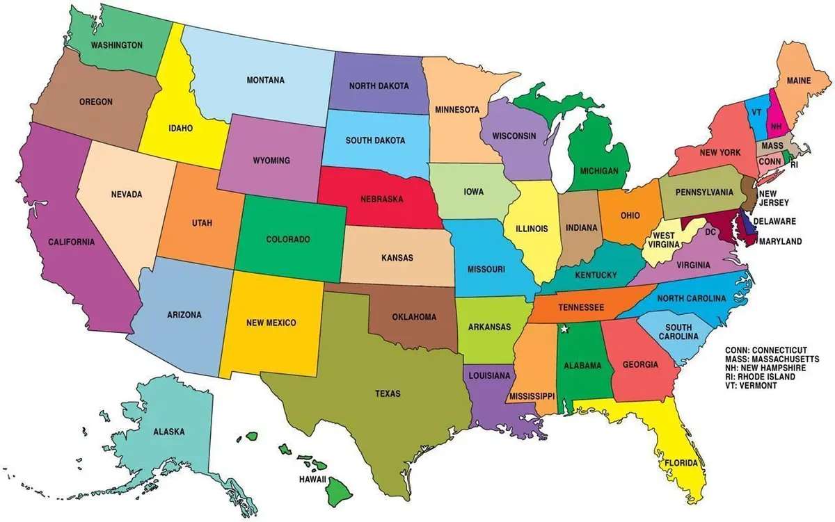 Amerikaanse kaart online puzzel