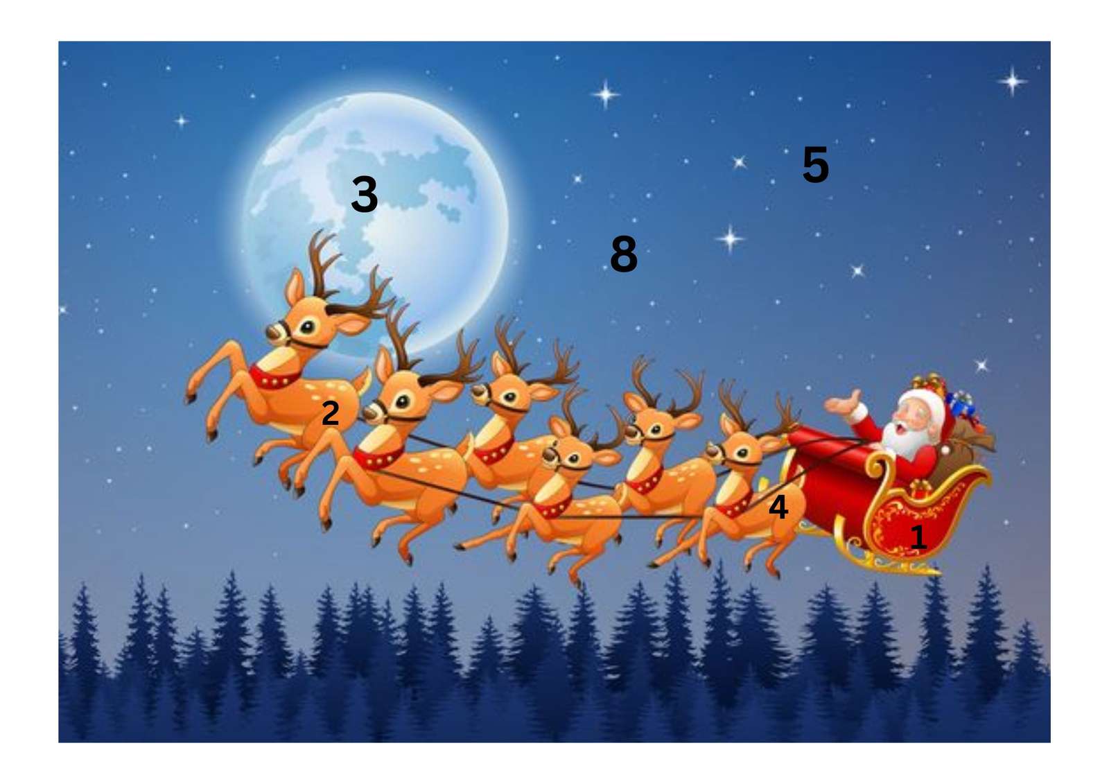 Санта та його олені скласти пазл онлайн з фото