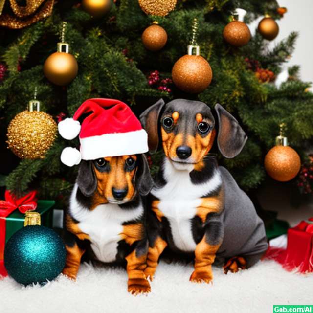 Рождественская вечеринка для щенков ситцевого щенка пазл онлайн из фото