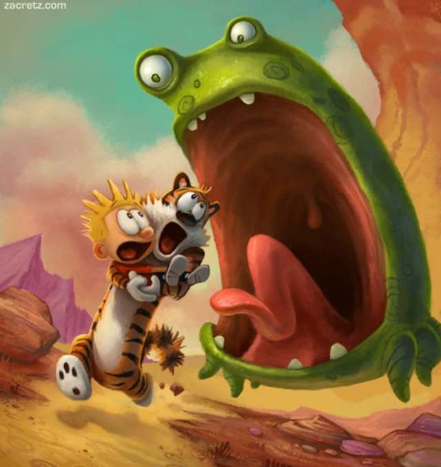 Calvin und Hobbes: Verrückte von einem anderen Planeten! Online-Puzzle