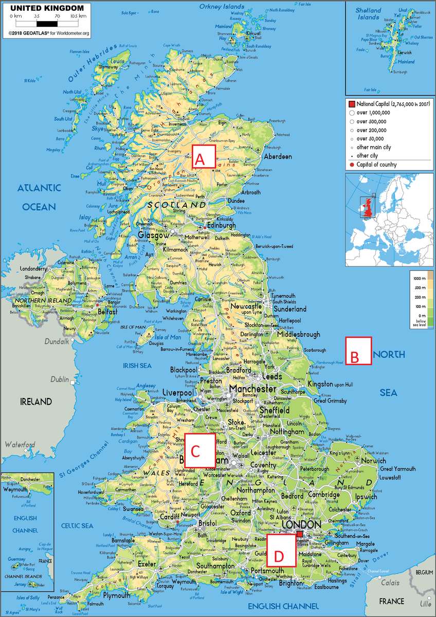 Karte von Großbritannien Online-Puzzle vom Foto