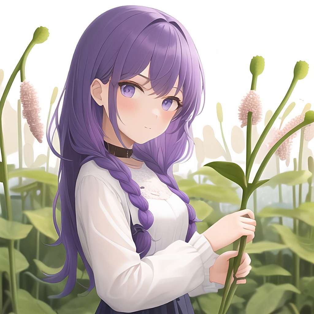 Fata anime cu păr violet puzzle online din fotografie