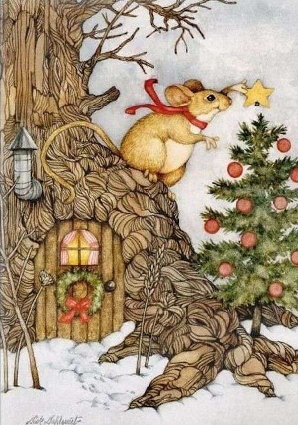 Рождественская мышь пазл онлайн из фото