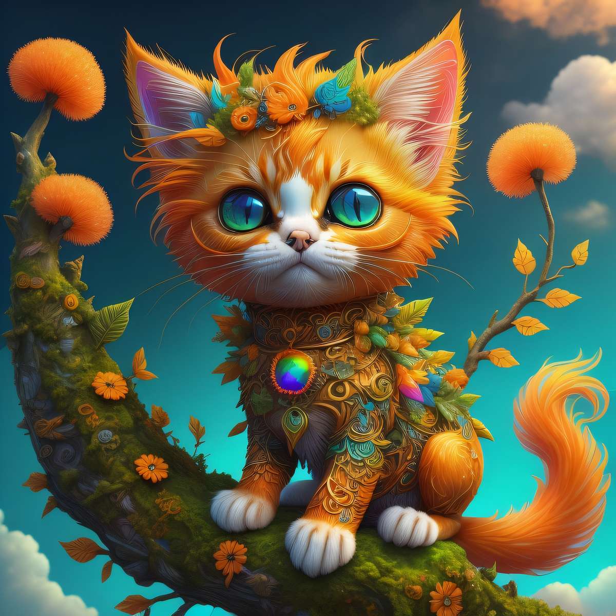 Narancssárga macska online puzzle