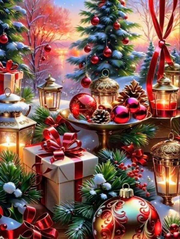 Jul dekorationer pussel online från foto