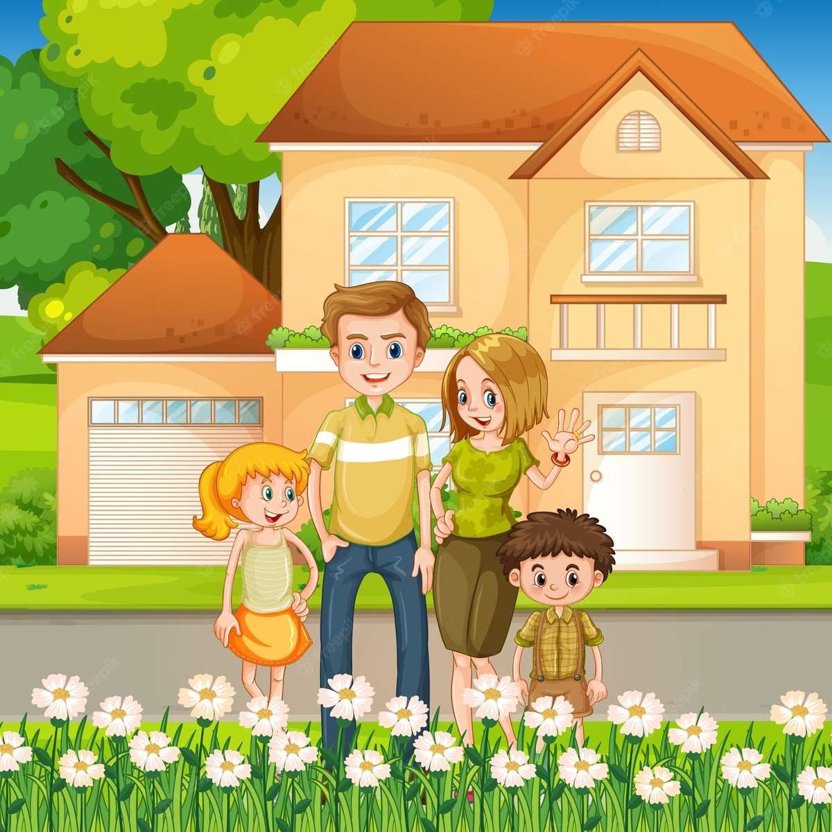 Family picture for kindergarten puzzle online from photo