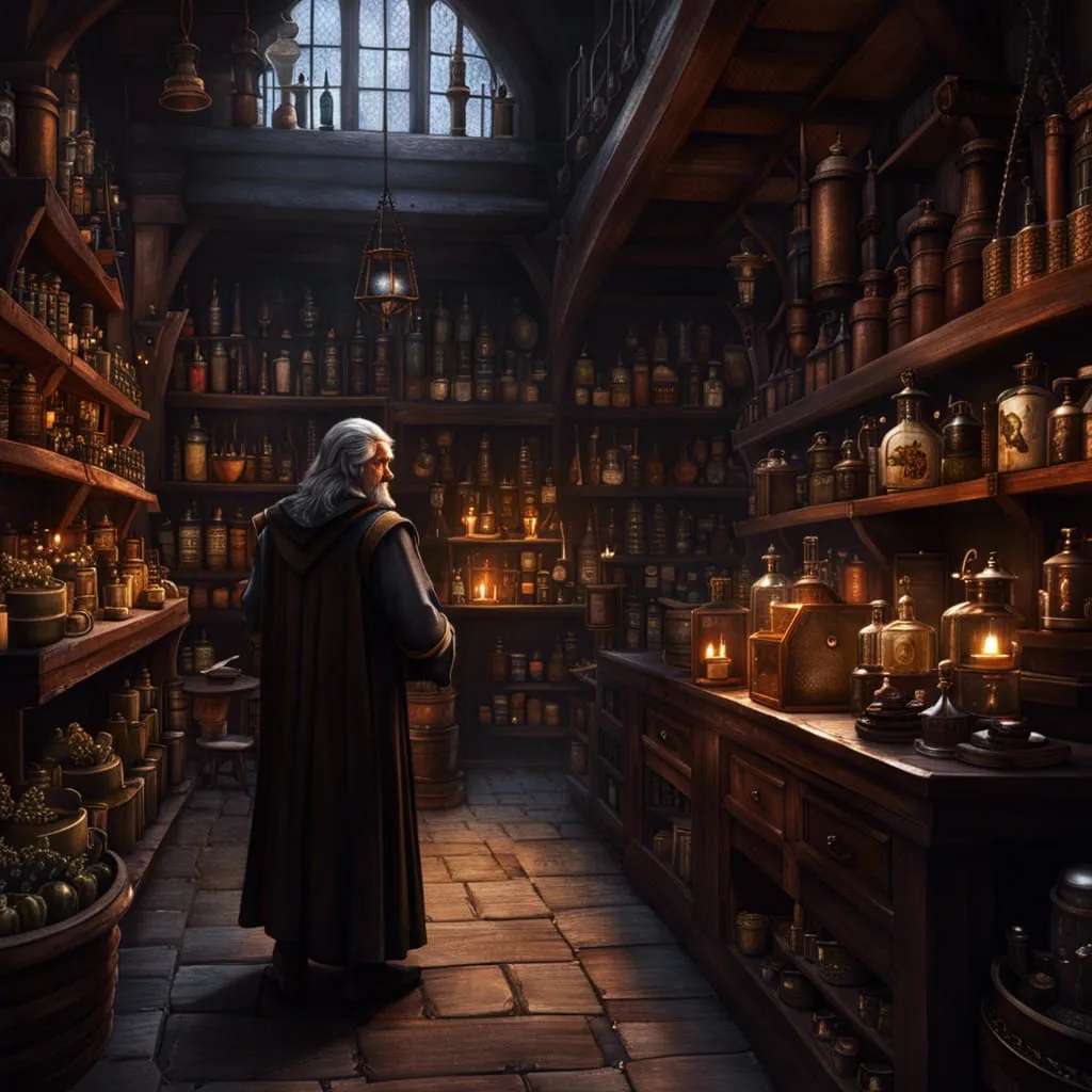 Middeleeuwse apotheker in zijn winkel puzzel online van foto