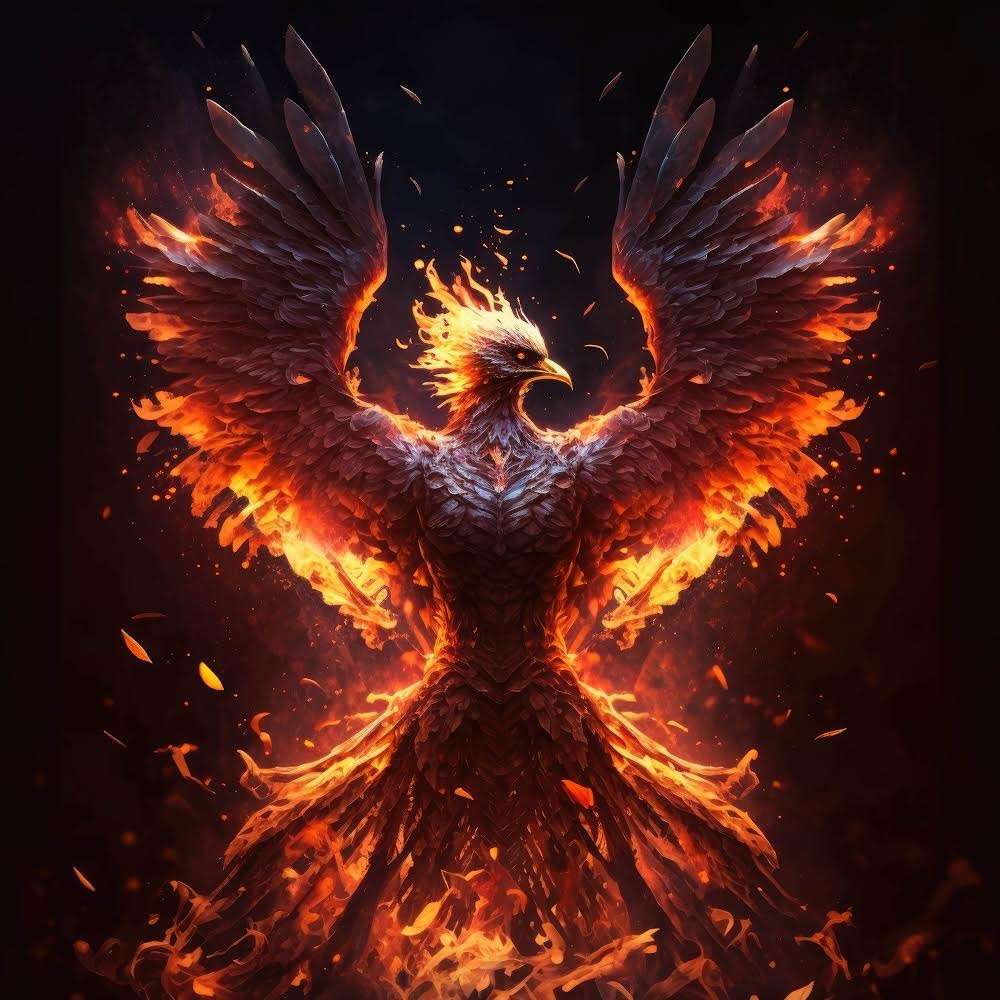 Phoenix in rood en oranje online puzzel
