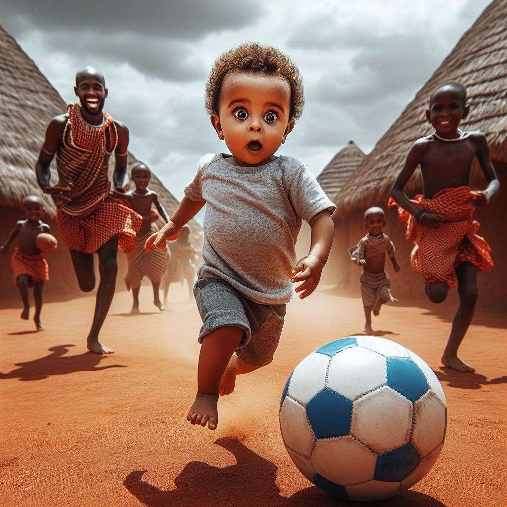 Kids Playing Football puzzle online from photo