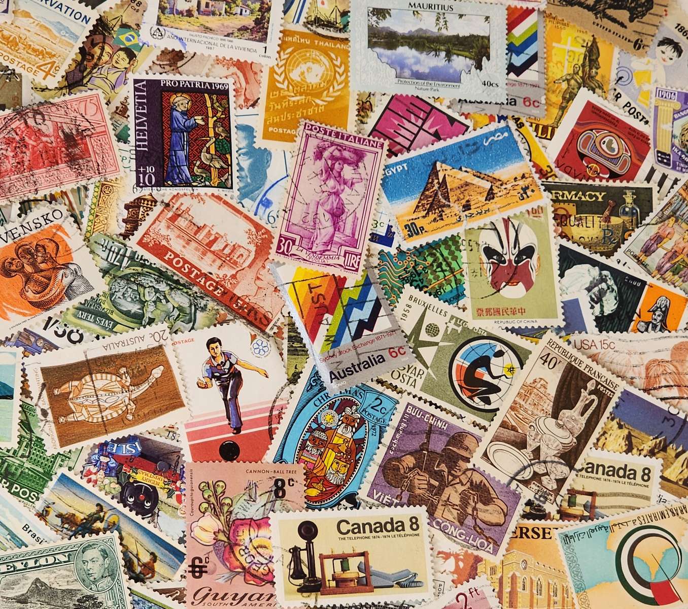 selos postais mundiais puzzle online