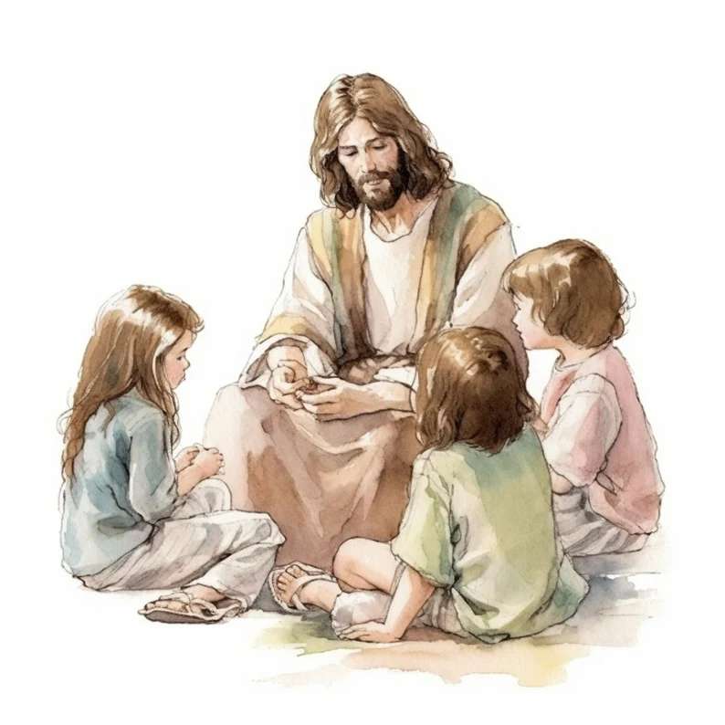 ο Ιησούς και τα παιδιά παζλ online από φωτογραφία