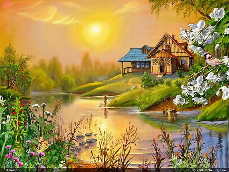 landscape painting puzzle online from photo