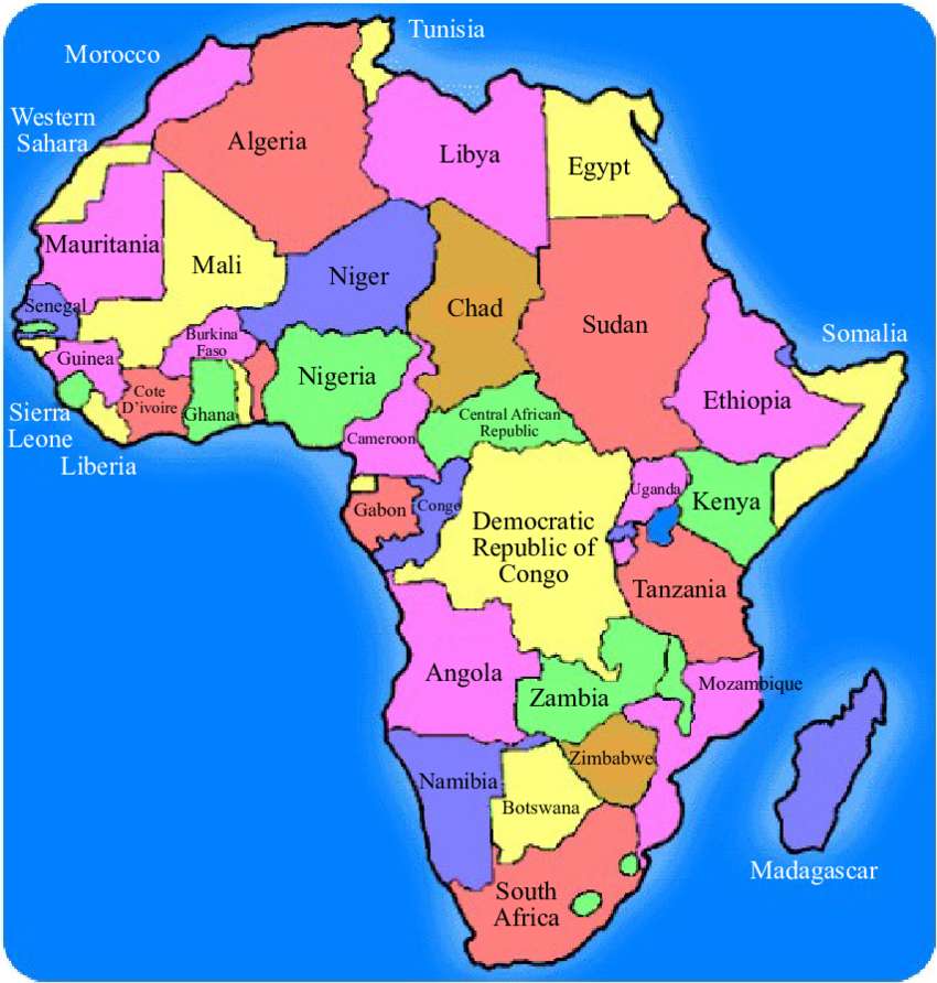 χάρτης της Αφρικής παζλ online από φωτογραφία
