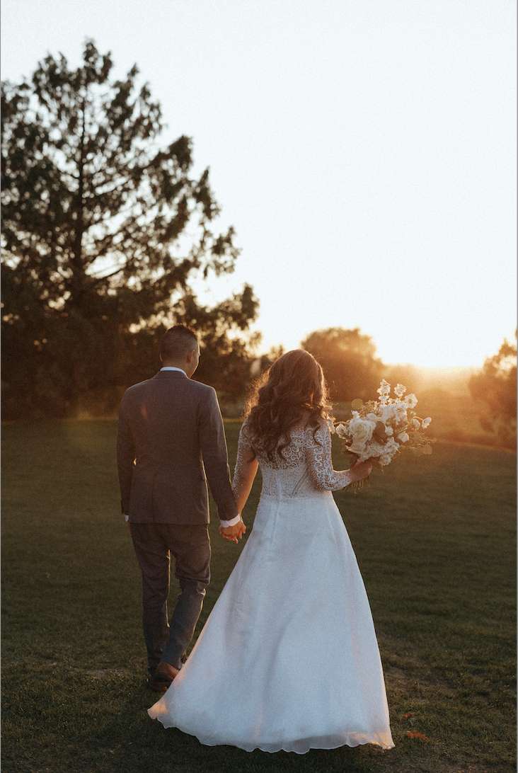 сватба по залез слънце онлайн пъзел от снимка