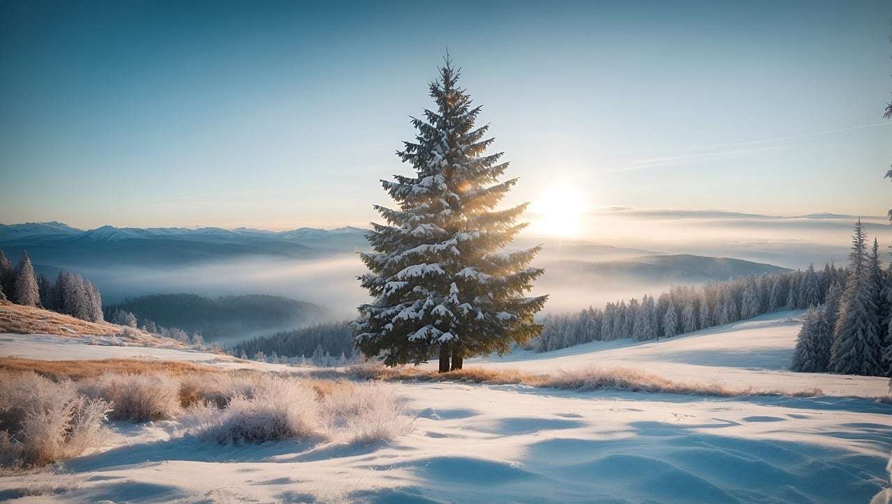 Зимен пейзаж онлайн пъзел от снимка