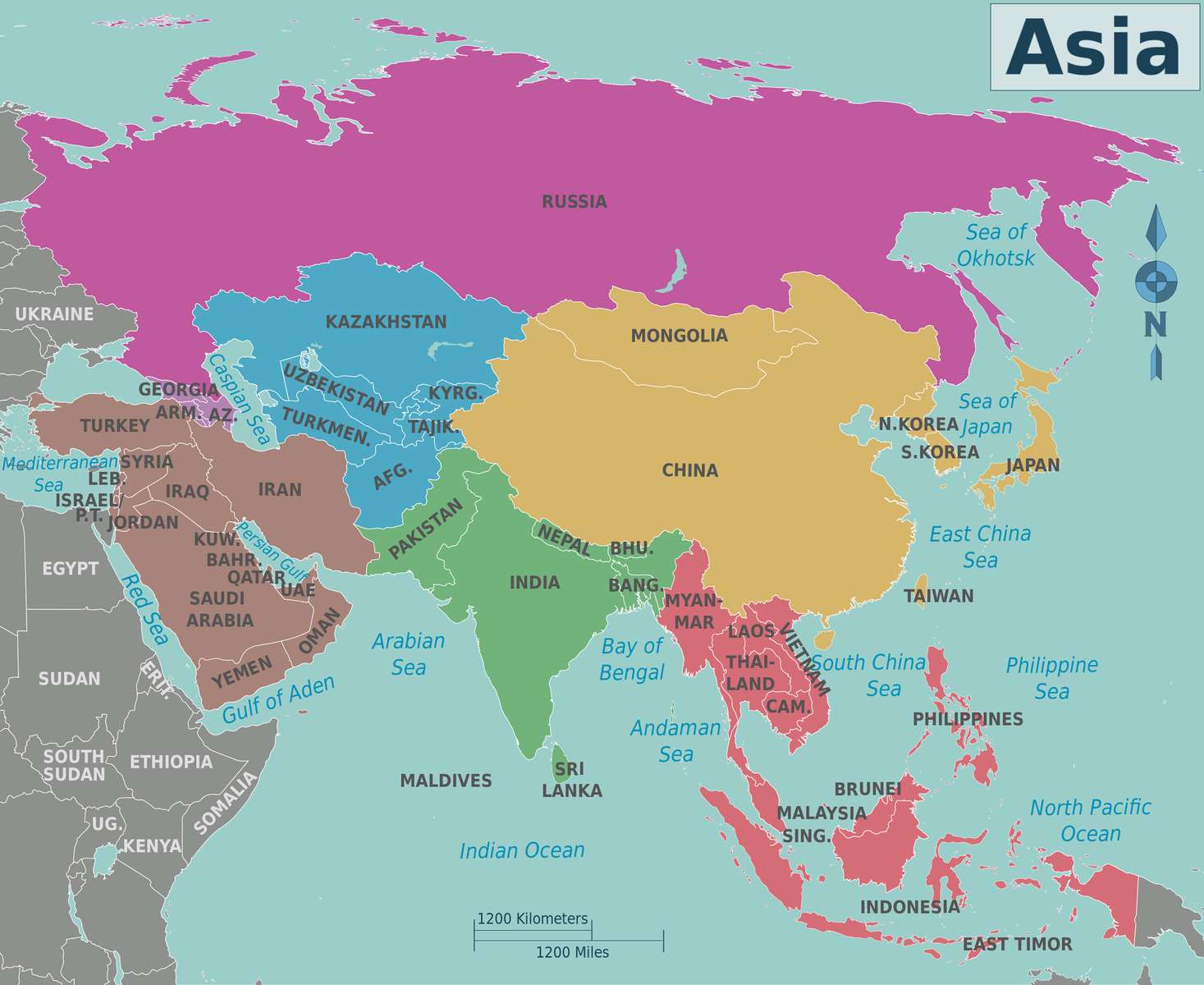 térkép Ázsia puzzle online fotóról