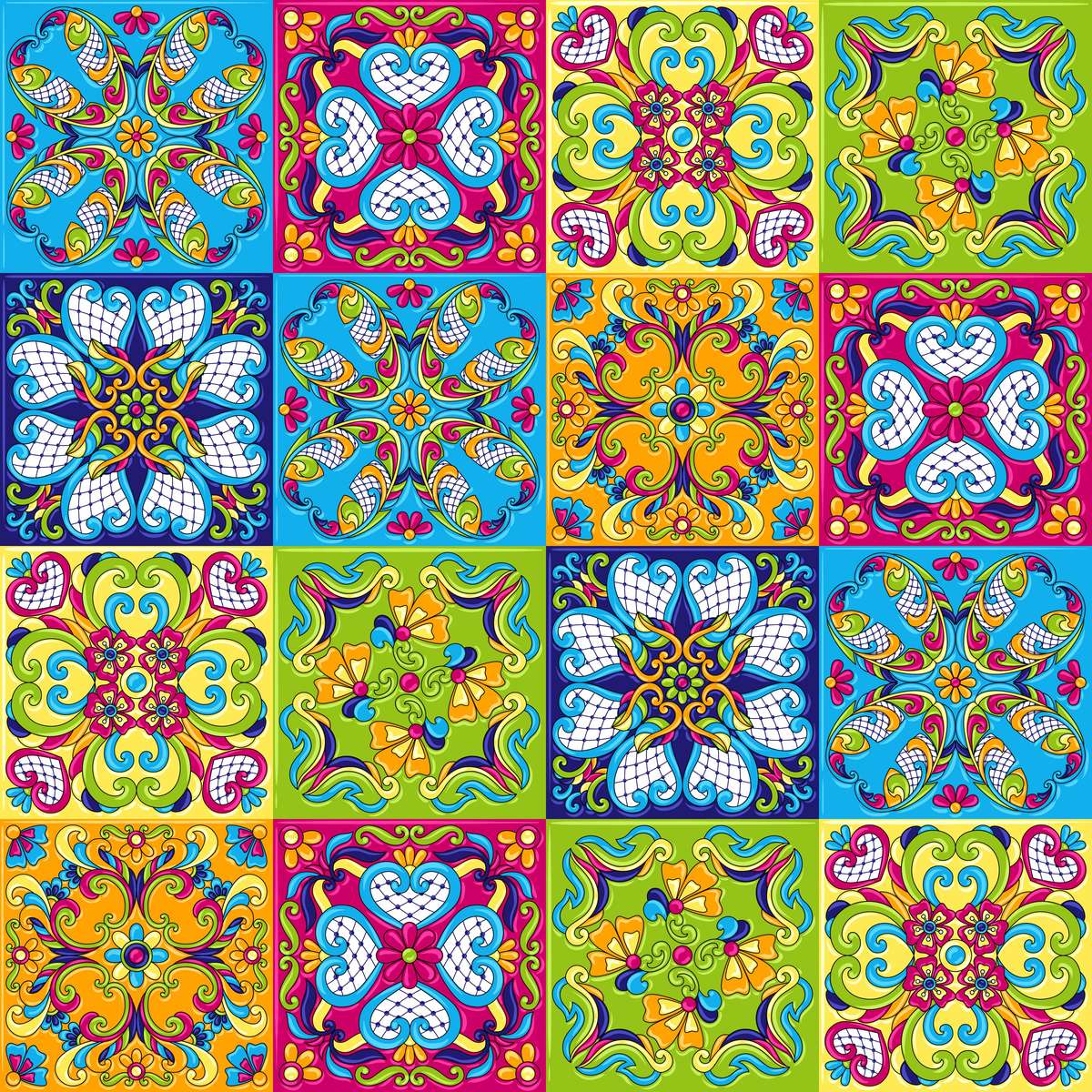 Colourful talavera tiles online puzzle
