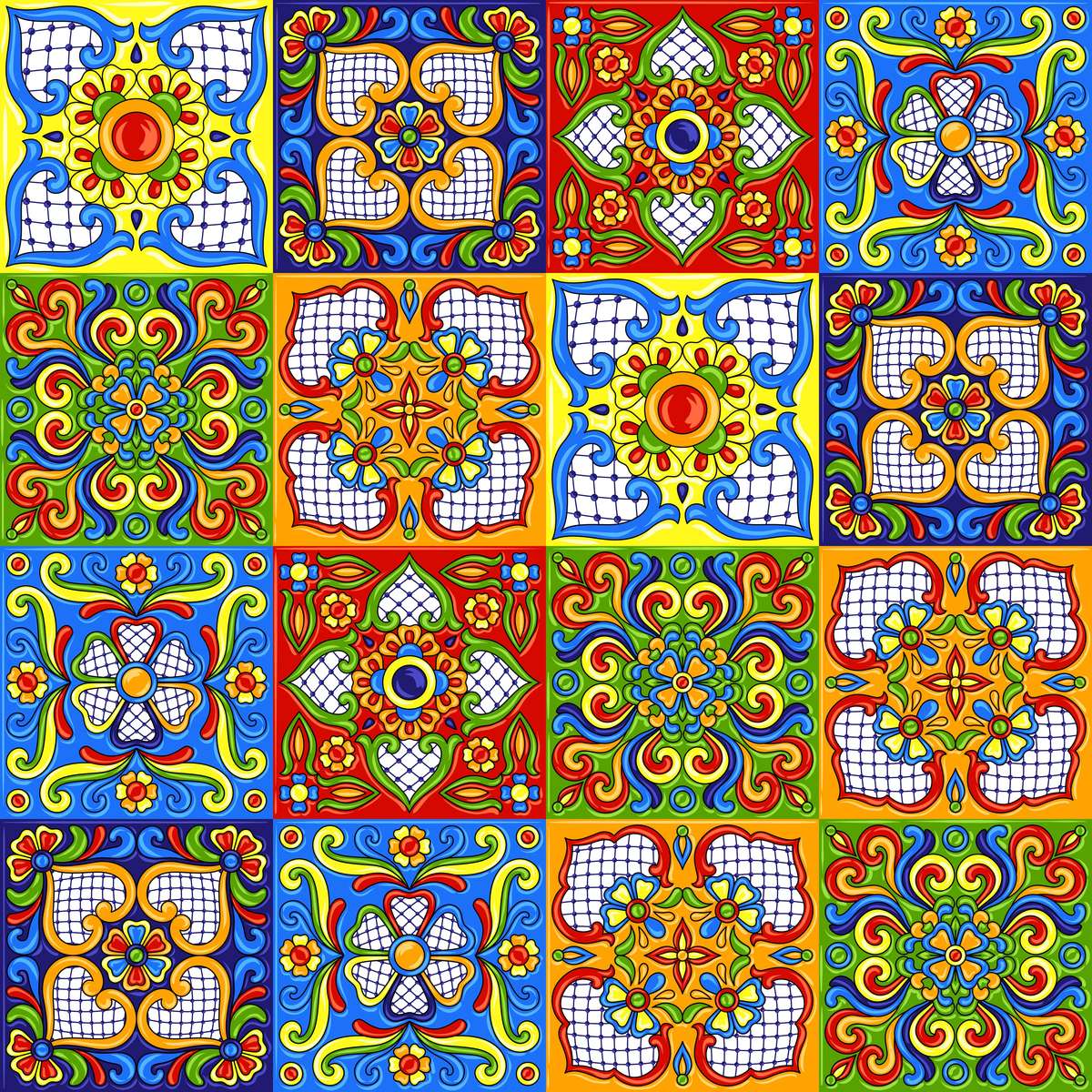 Colourful talavera tiles puzzle online from photo