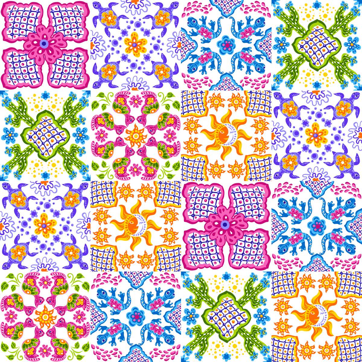 Colourful tiles puzzle online from photo