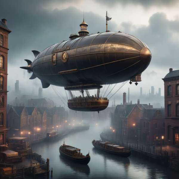 Steampunk Dirigible puzzle online din fotografie