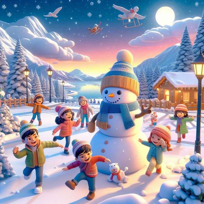 Iarna - Sezonul de joacă pentru copii! puzzle online din fotografie
