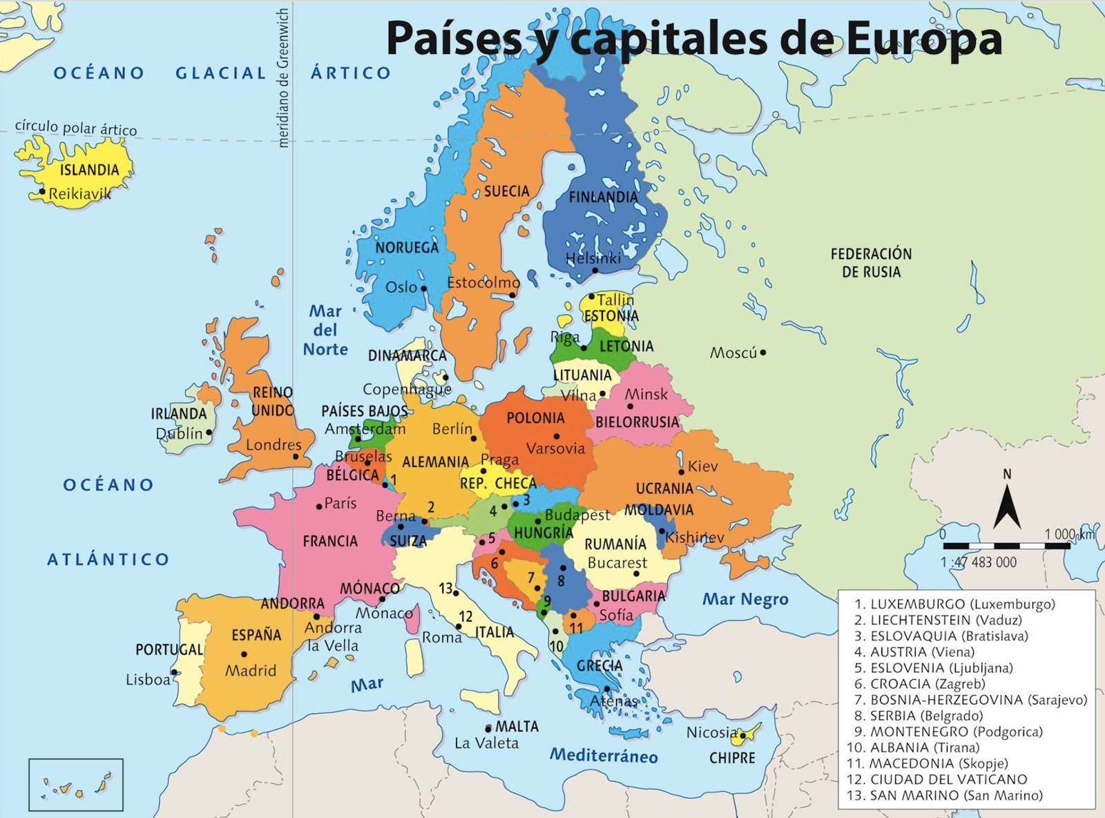 Países y capitales puzzle online