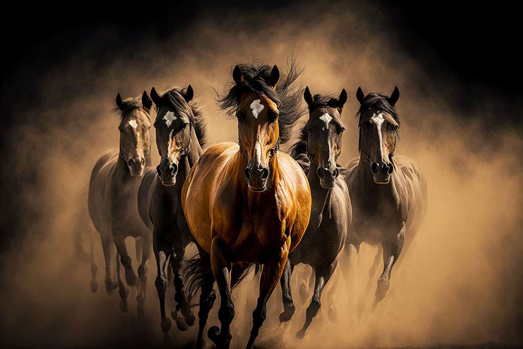 Mustang heste παζλ online από φωτογραφία