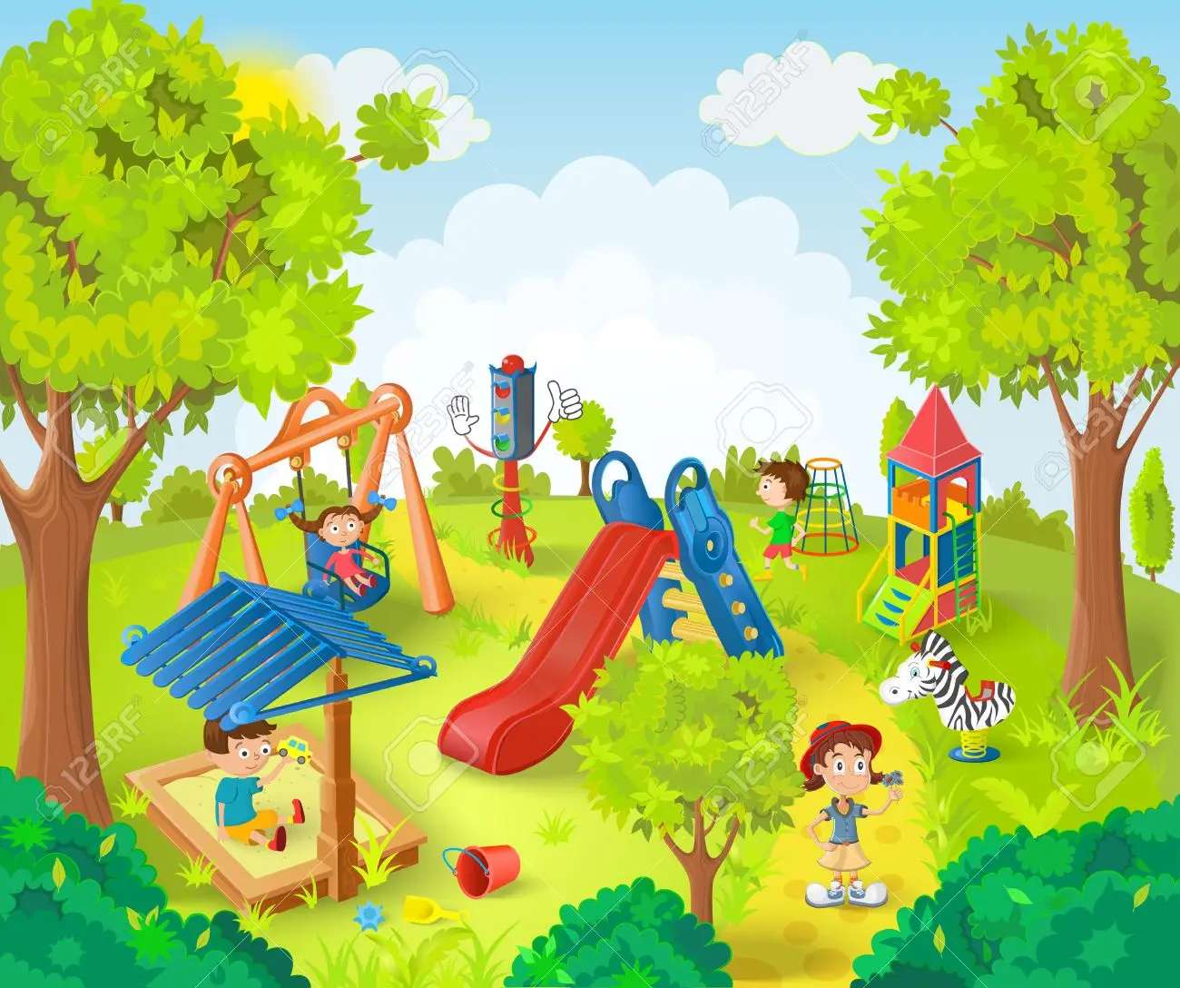 parco e bambini puzzle online