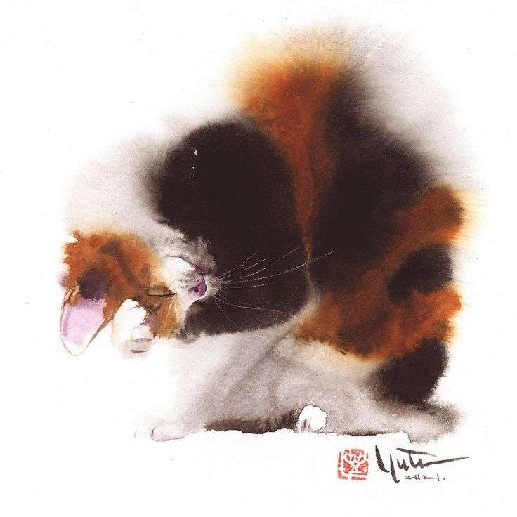 calico cat puzzle online from photo