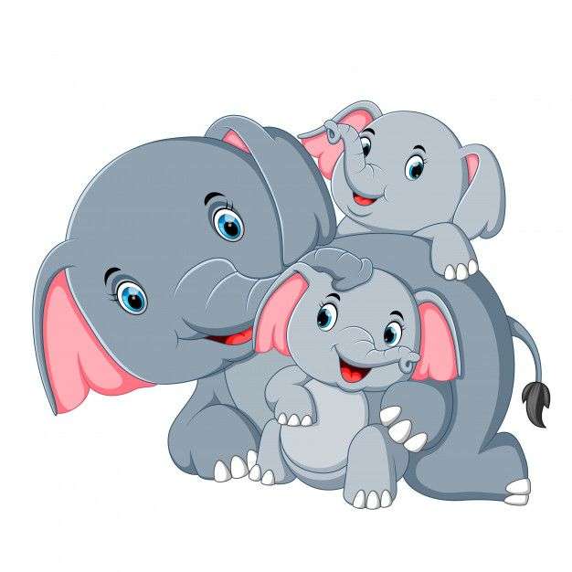 gajah dan anak puzzle online a partir de fotografia