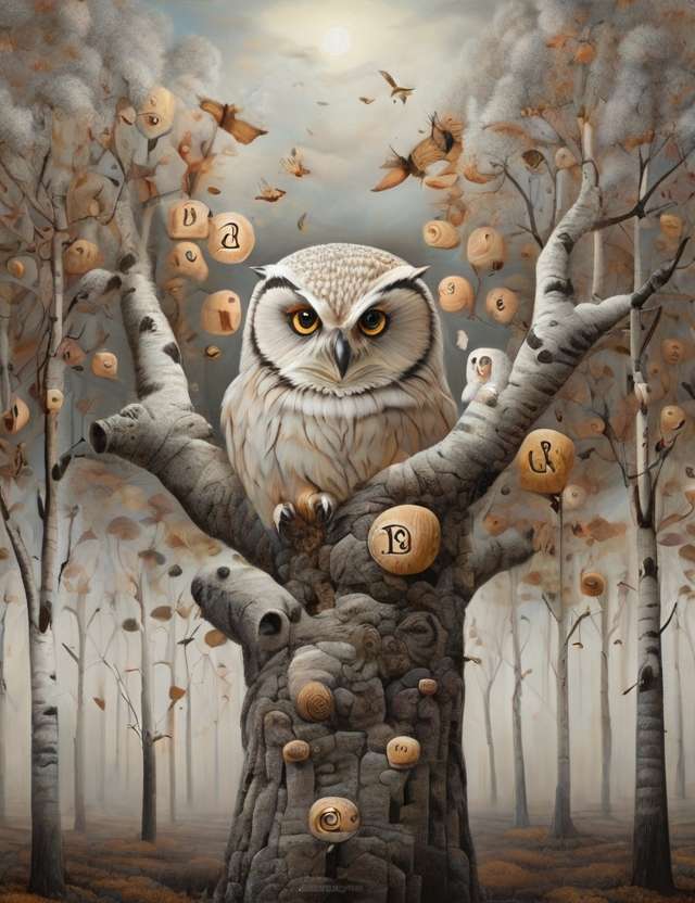 Owl on a branch puzzle online from photo