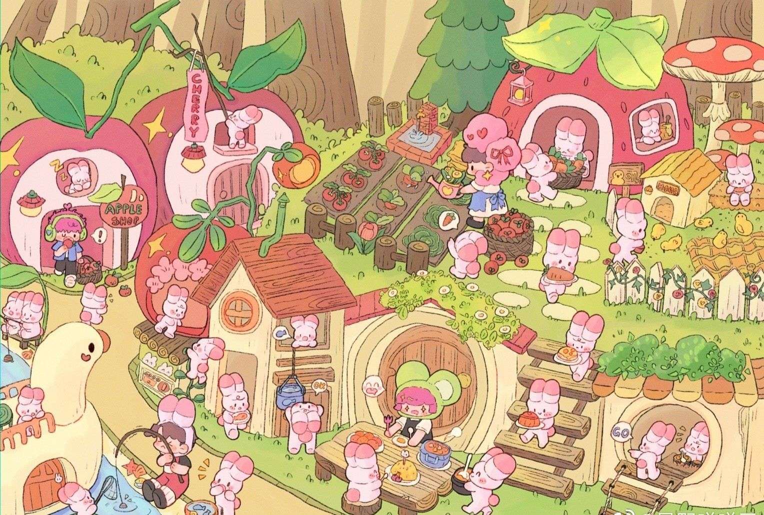 pink rab town: 3 puzzle online from photo